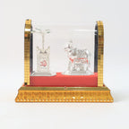 Silver-plated decorative Kamdhenu cow pooja idol in acrylic frame