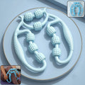 Handheld body massage roller with ergonomic double grip for muscle relaxation