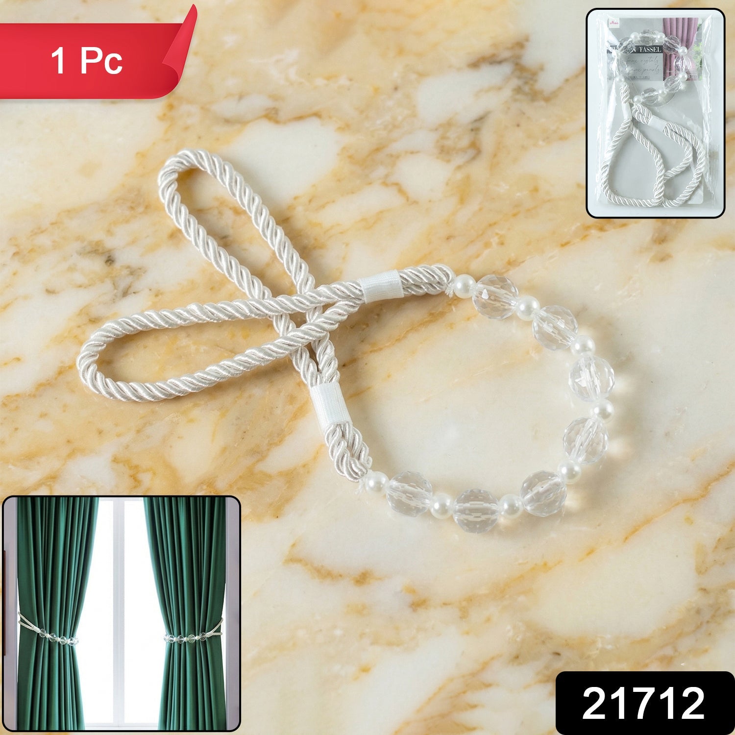 Decorative curtain holder rope for window drapes