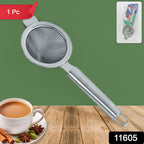 Close-up of stainless steel tea strainer handle with pipe grip