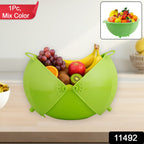 Close-up of perforated colander base in Smart Basket for rinsing fruits and vegetables