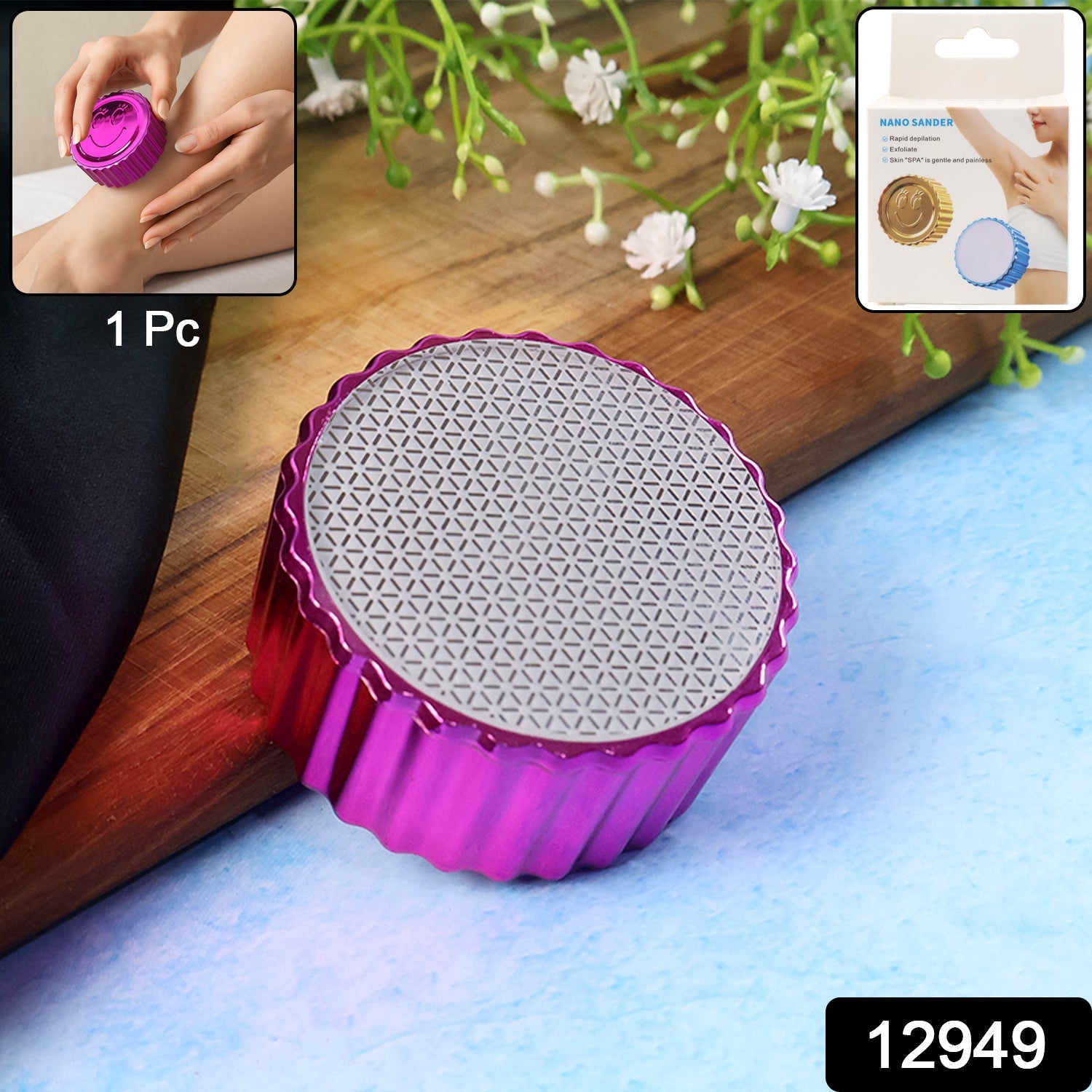 Close-up of the nano-crystal surface on the reusable hair remover.