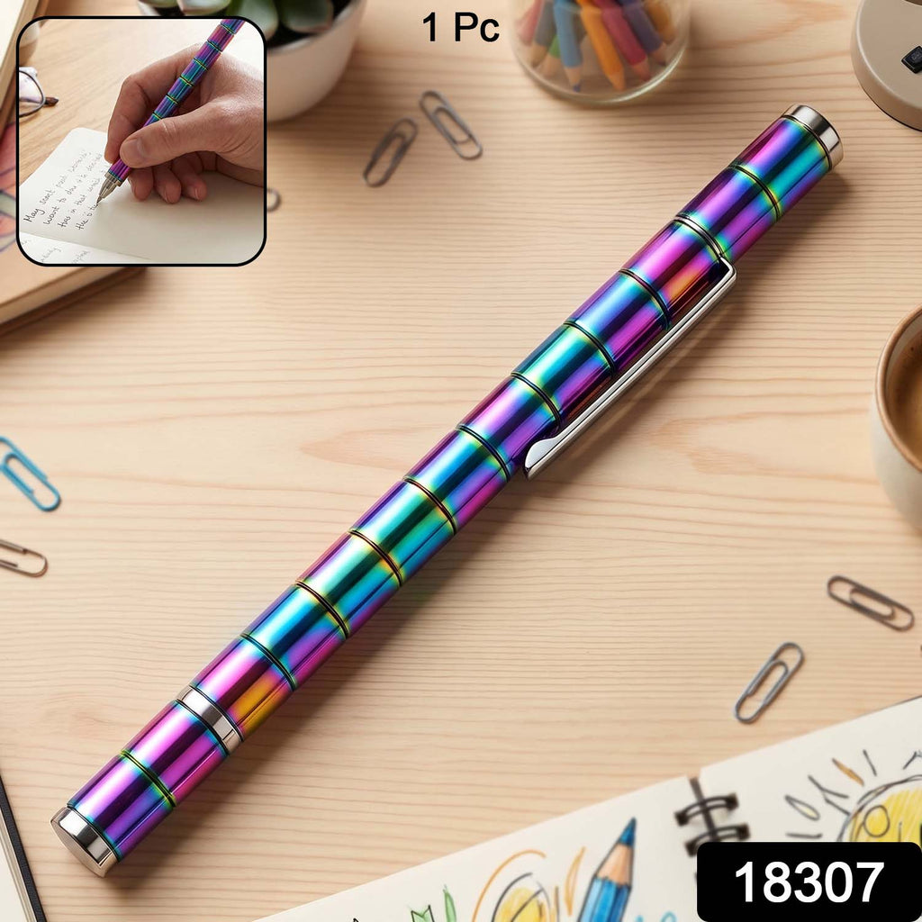 Disassembled magnetic pen showing its individual metal segments and ballpoint refill.