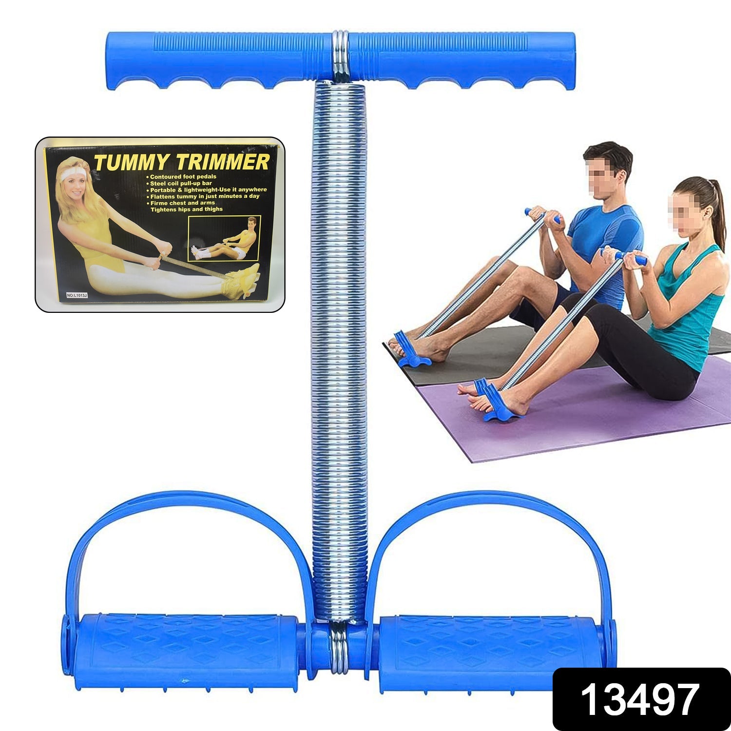 Close-up view of the FitFuzion foot pedal resistance band with spring tension.