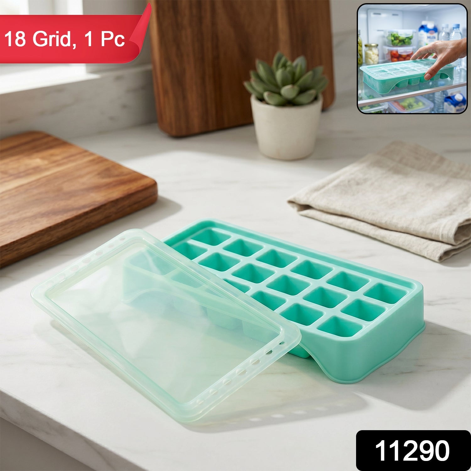 Ice cube tray with push-up design for easy release and lid