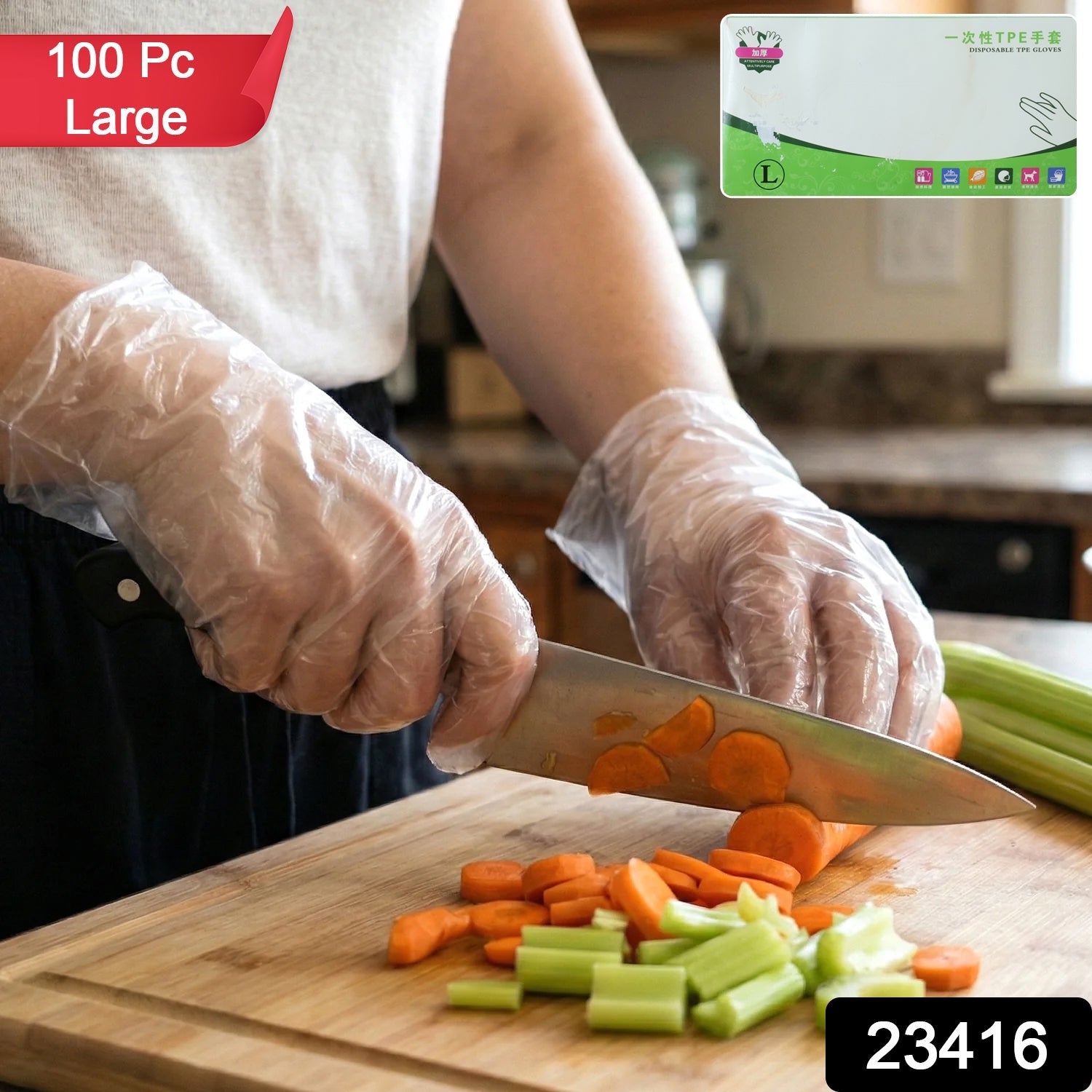 Kitchen disposable gloves in transparent design
