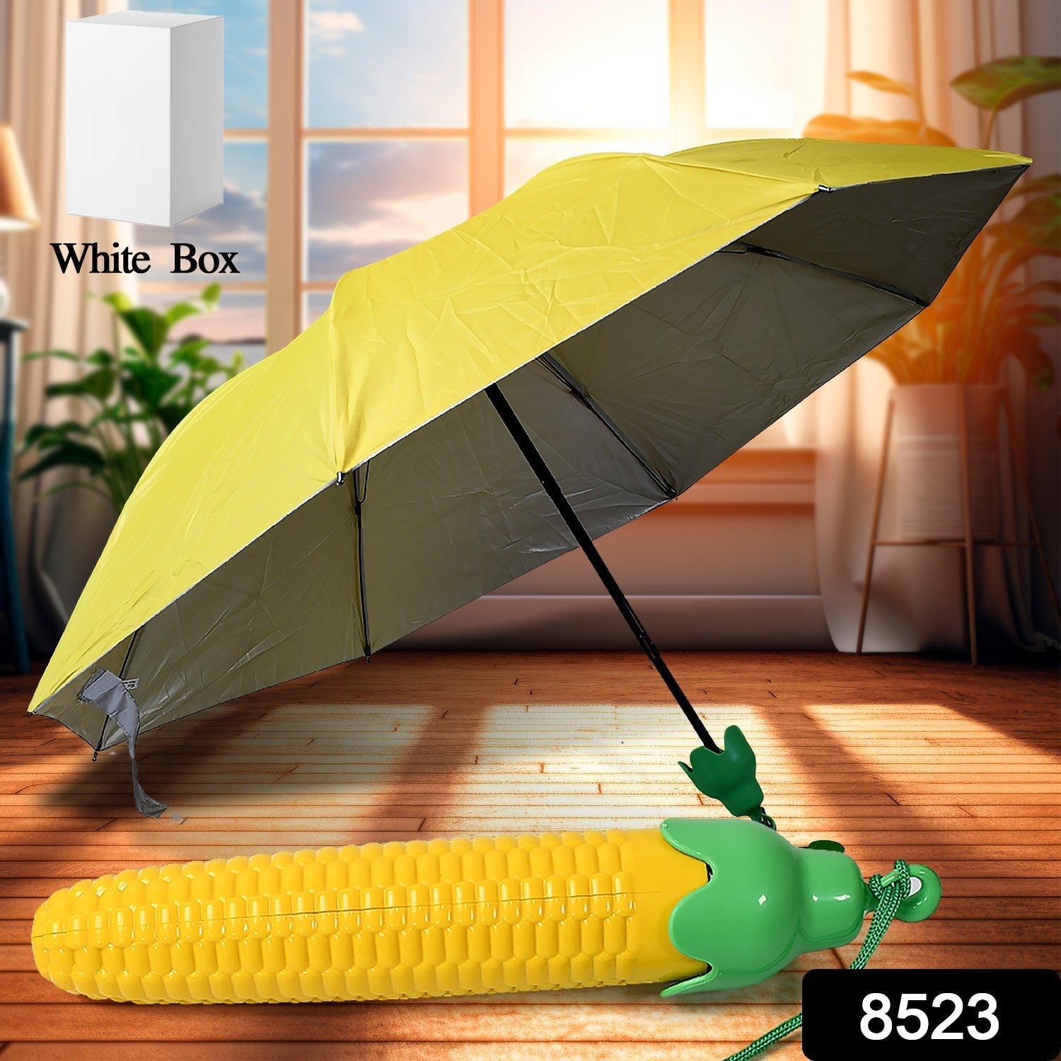 Creative design of the mini folding umbrella with a unique vegetable pattern.