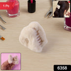 Close-up view of plush non-slip hair claw clip showing soft material