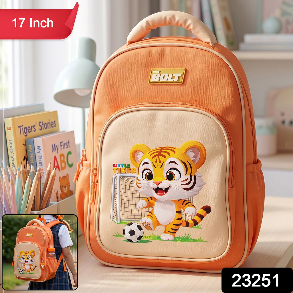 17 inch kids backpack in bright orange color
