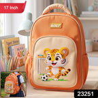 17 inch kids backpack in bright orange color