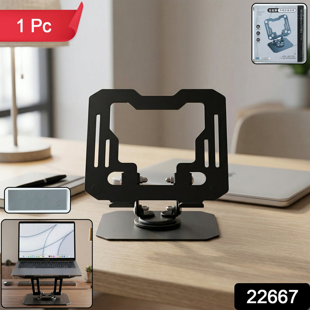 Adjustable foldable metal tablet stand for ergonomic viewing