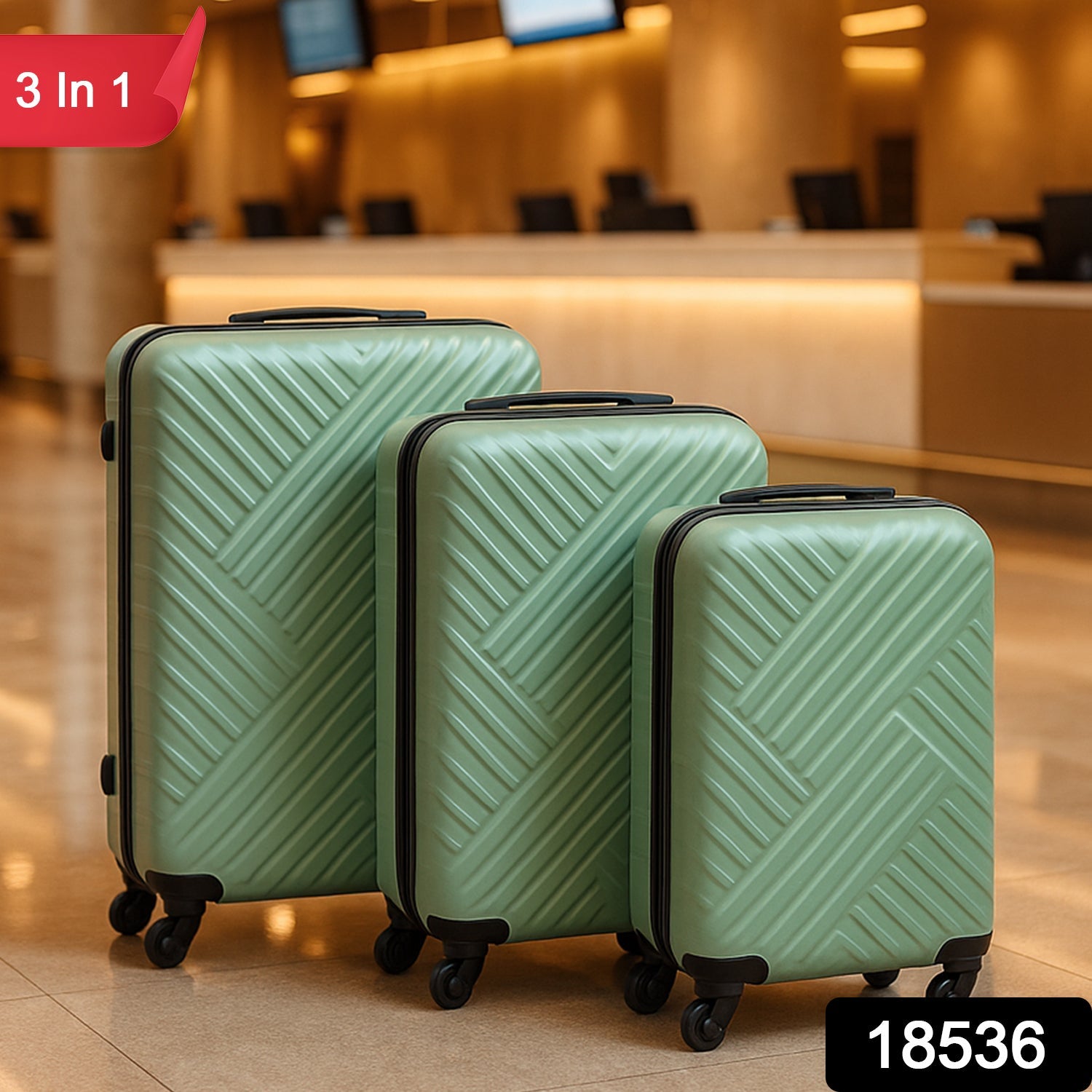 Close-up of the secure TSA-approved lock on the durable ABS luggage.