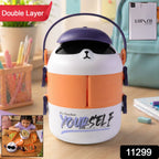 Durable plastic cartoon lunch box with compartments