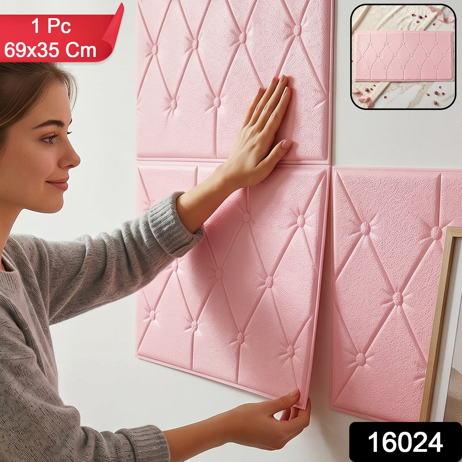 Cushioned pink foam wall sticker for easy wall decoration