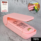 Mini Plastic Bag Sealer in use, creating an airtight seal on a snack bag.