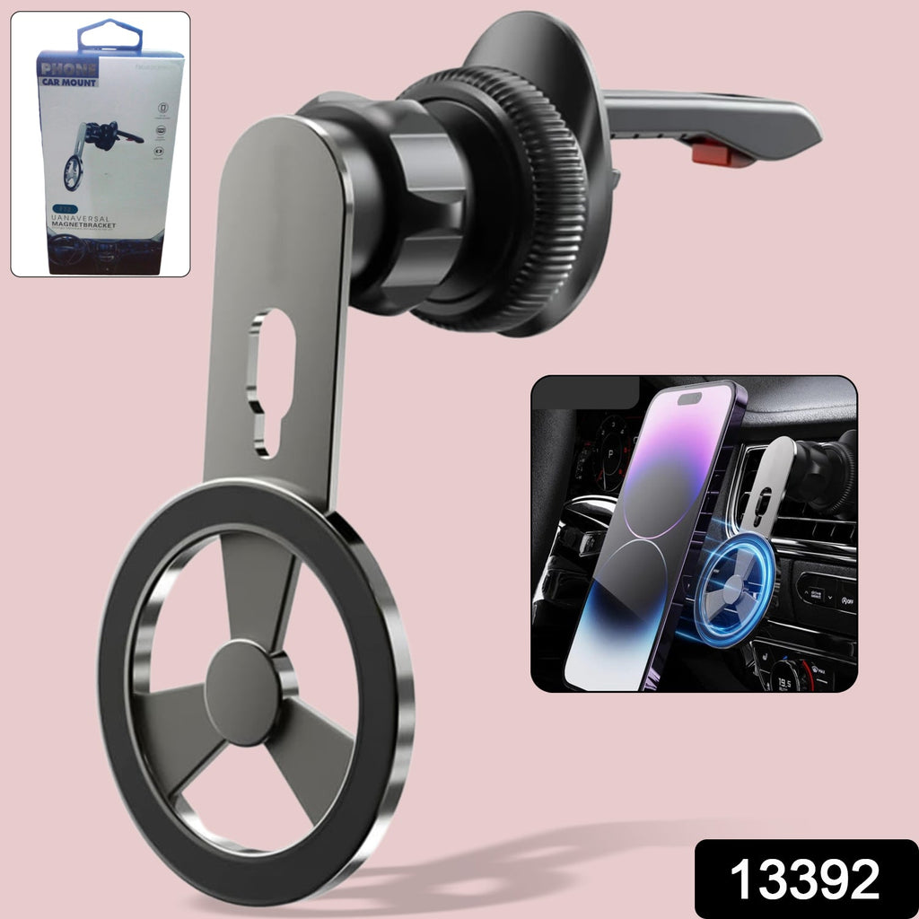 Foldable magnetic phone mount for car air vents, highlighting its compact design.