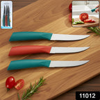 Three-piece stainless steel fruit knife set with ergonomic comfortable grips