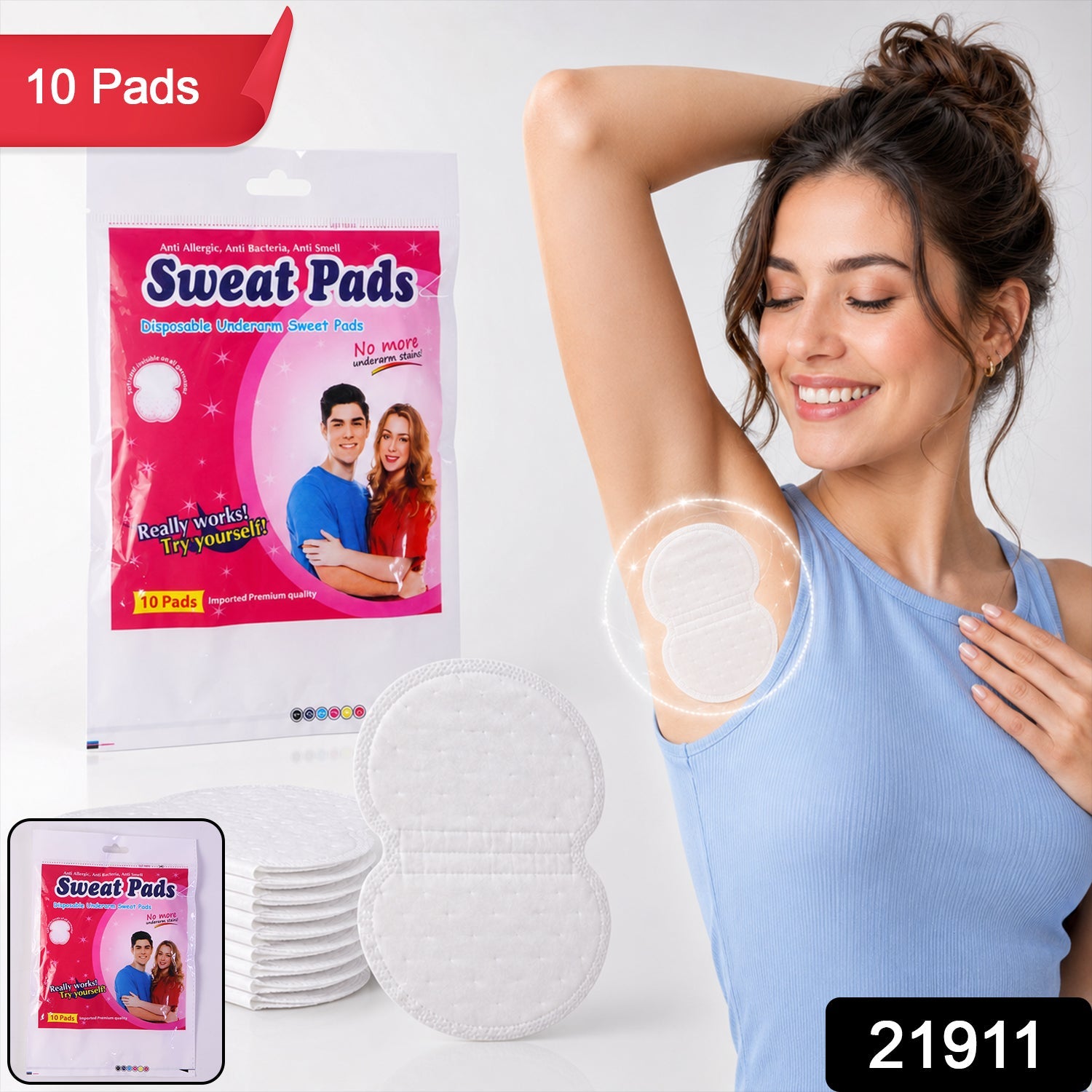 Close-up of adhesive side of  sweat pad for easy application