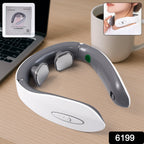 The ergonomic U-shaped Electric Neck Massager displayed with its packaging.