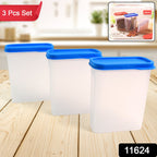 Stacked Apex Glory transparent food storage containers with blue airtight lids