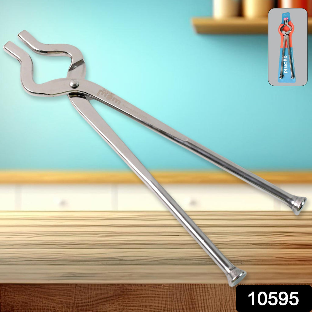Durable heavy-duty stainless steel kitchen pincer for safe utensil handling