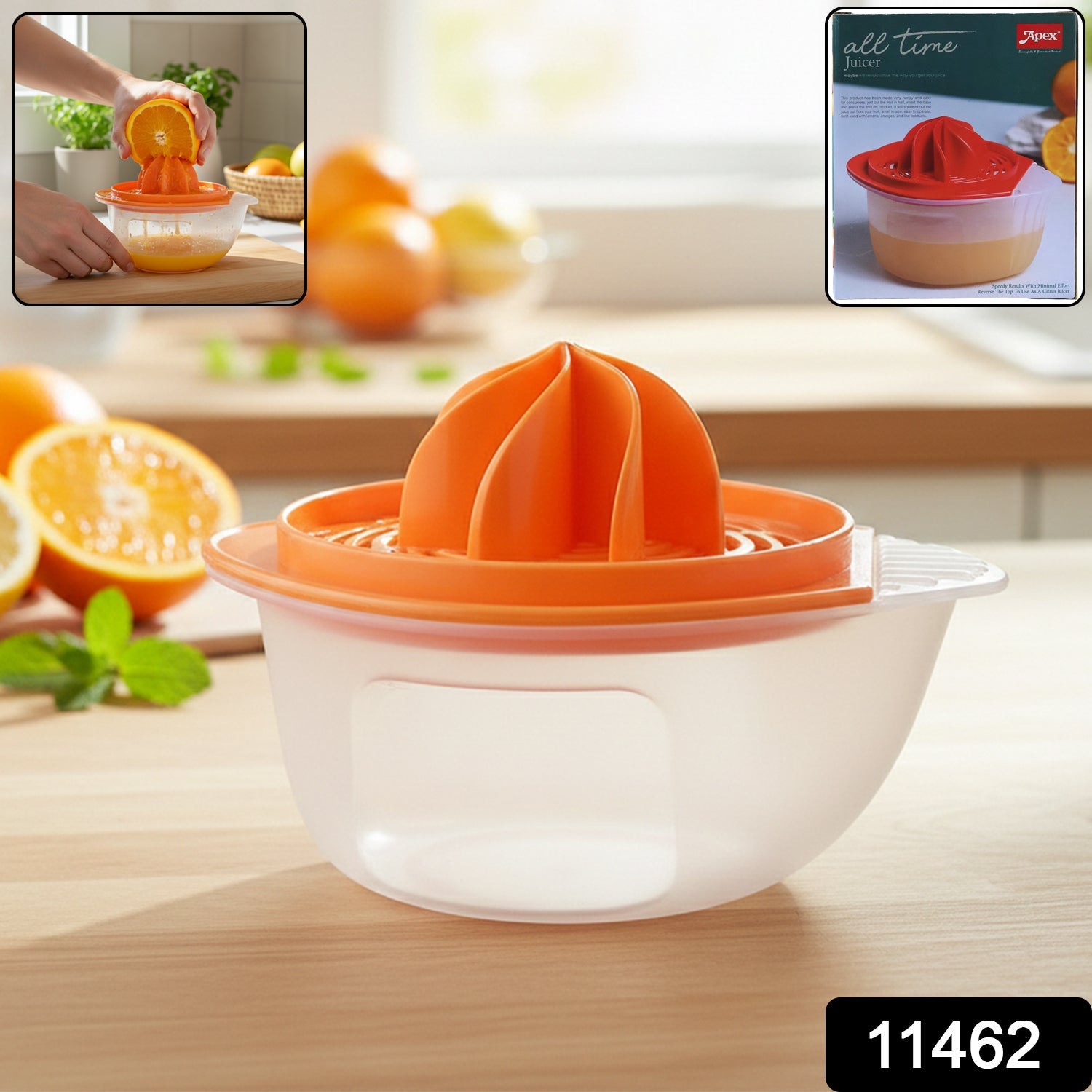 Pomegranate seed remover showing the 2-in-1 reversible lid for juicing and seed removing