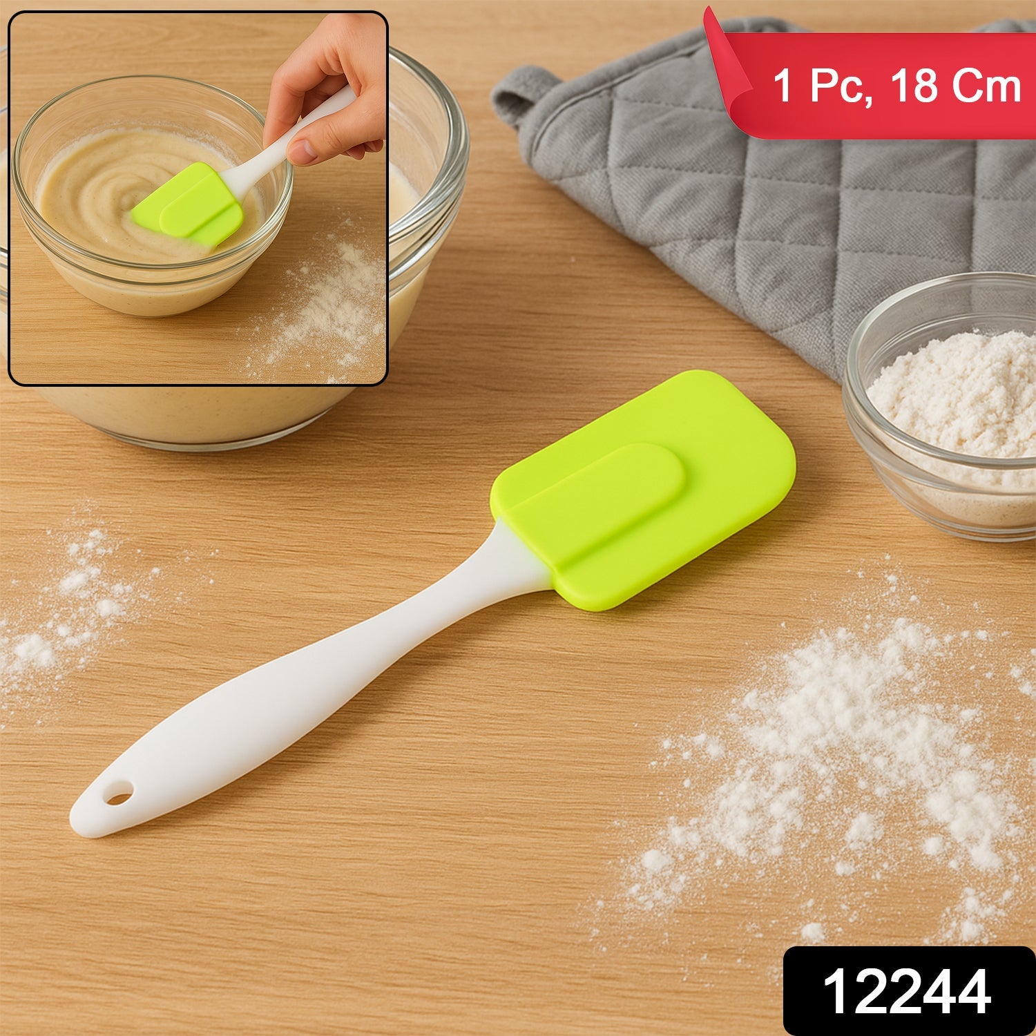 Durable 18 cm silicone spatula perfect for non-stick mixing and spreading batter