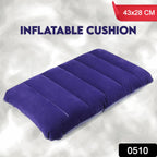 Compact blue inflatable pillow for versatile use at home or while travelling.