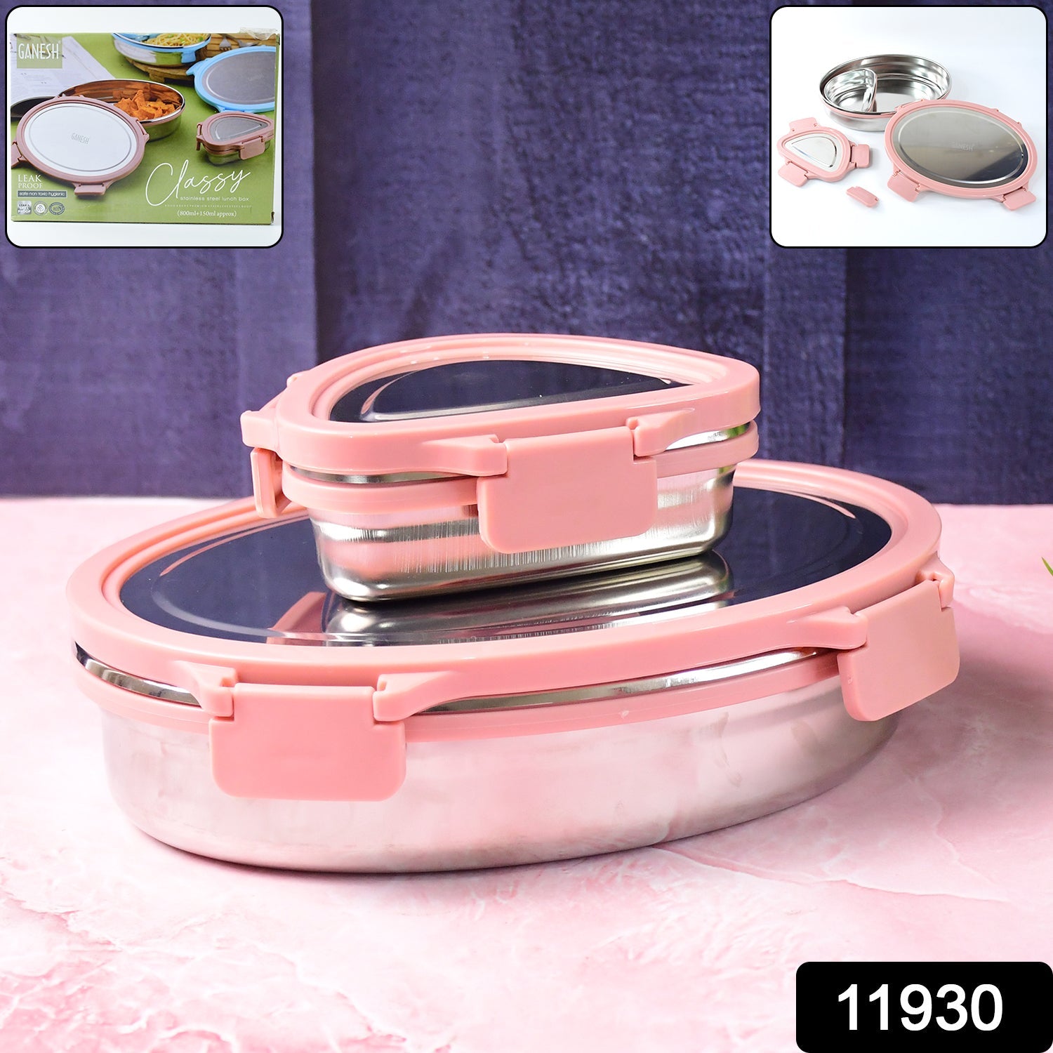 Oval and Triangle Stainless Steel Containers with Clip-lock Leakproof Lids
