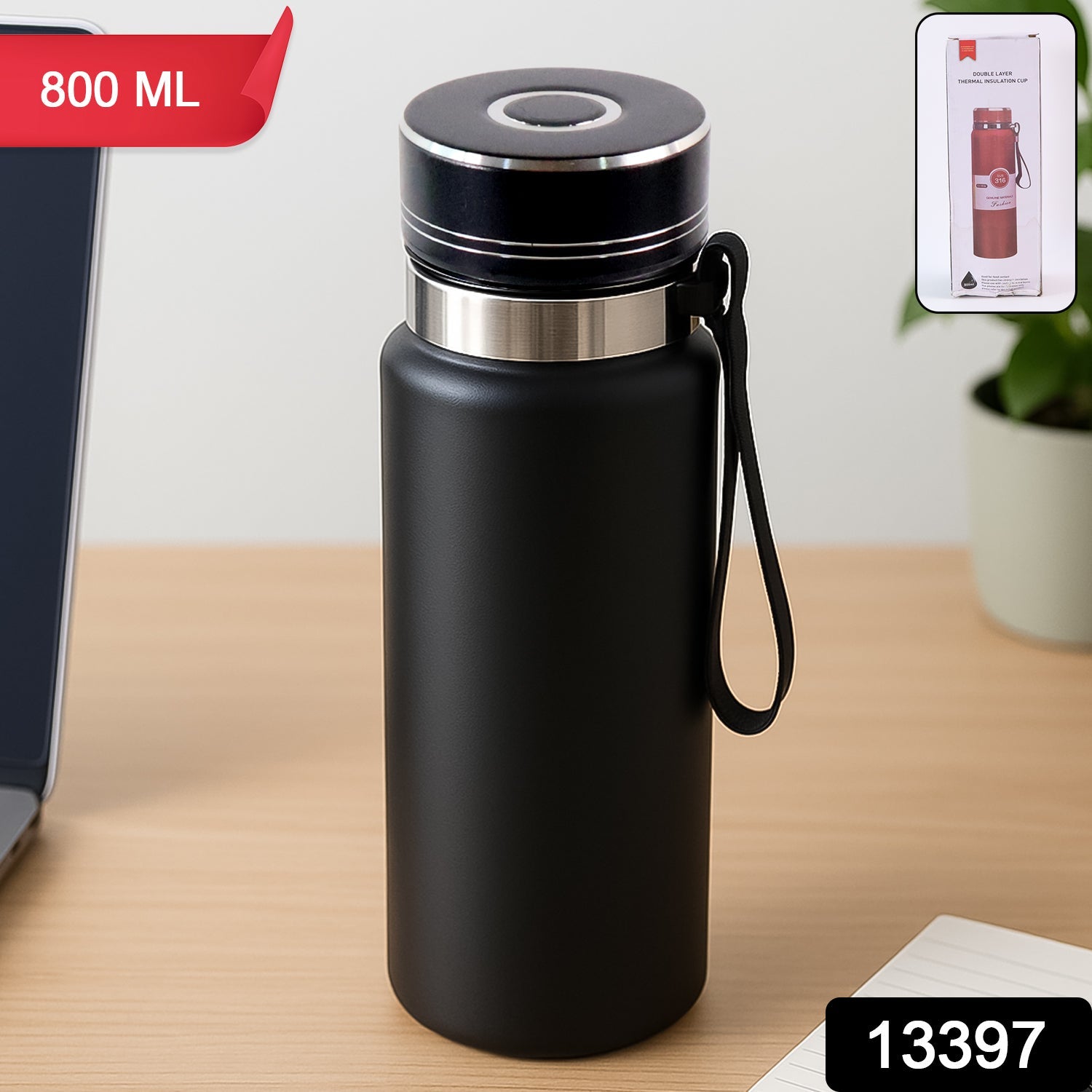 Leak-proof lid of the vacuum-insulated stainless steel water bottle.