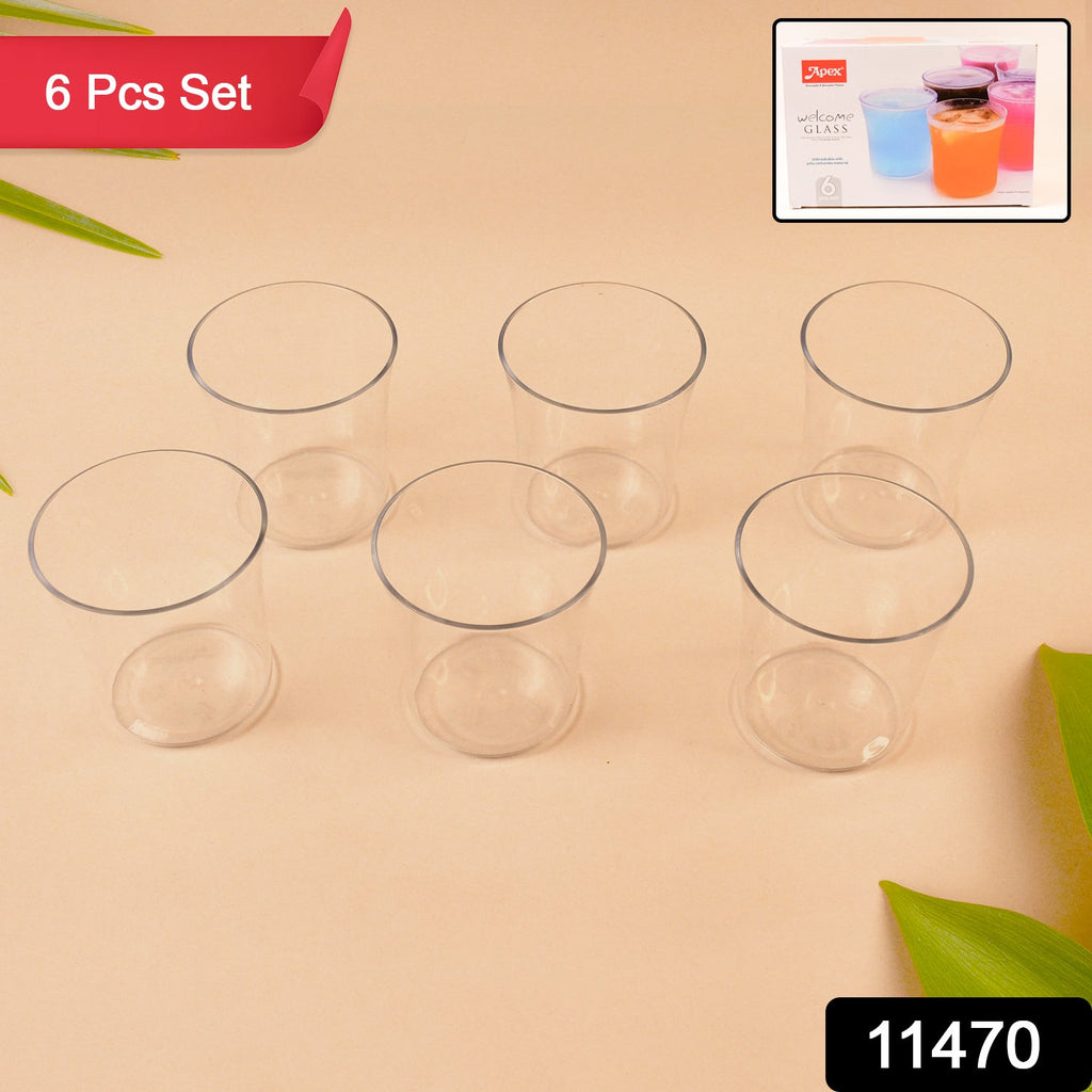 Close up of Apex plastic glass featuring BPA-free material and clear design