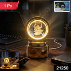 Elegant globe-shaped lamp with religious engraving for home decor