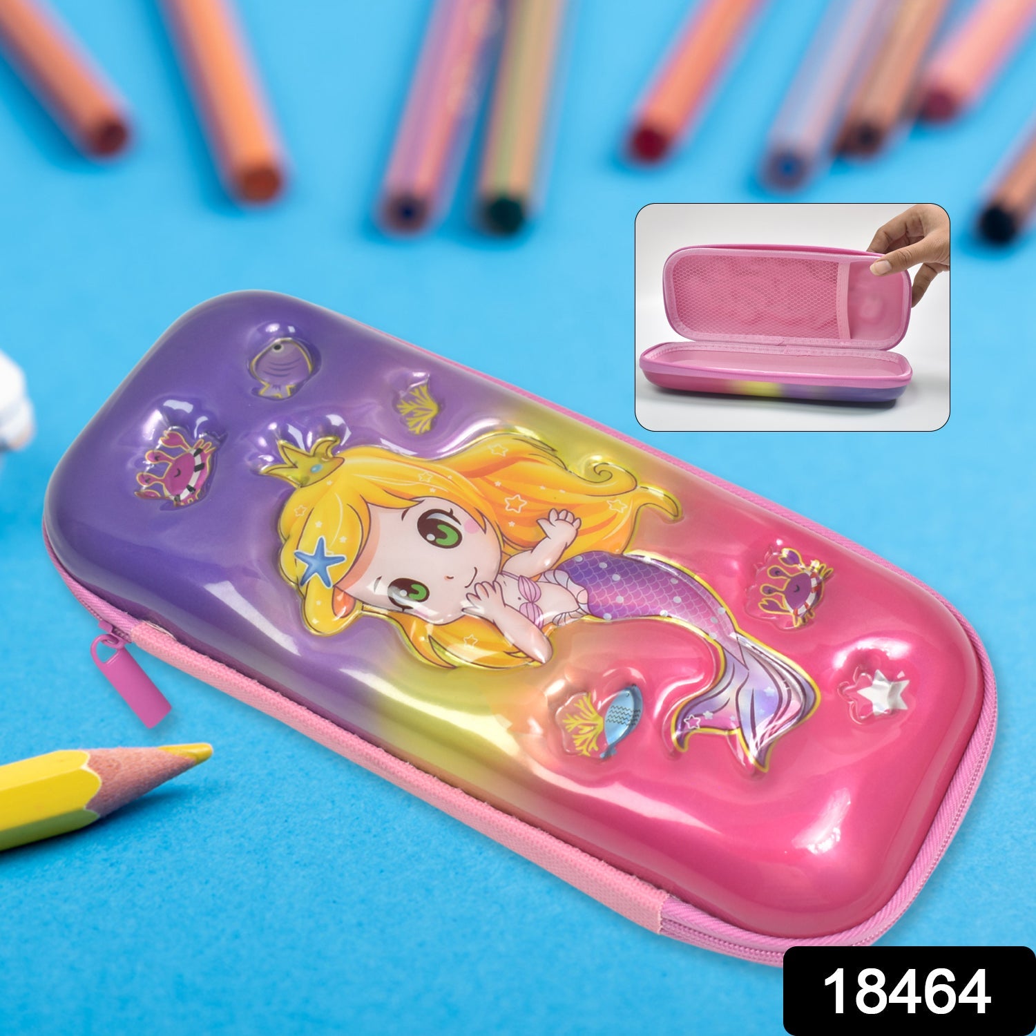 Durable zipper cartoon pencil case in bright colors