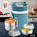 Side view of the Nekza insulated tiffin showing its compact and portable design.