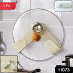 Adjustable pan lid clip with anti-slip grip for kitchen use