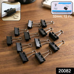 Strong metal paper binder clips 32mm, pack of 12 pieces