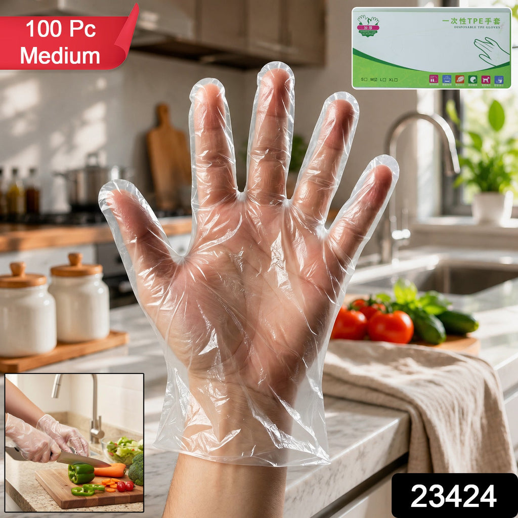 Transparent disposable gloves for food handling or cleaning applications