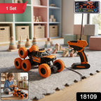Spark Tots RC Off-Road Car conquering a rocky path, highlighting its all-terrain capabilities.