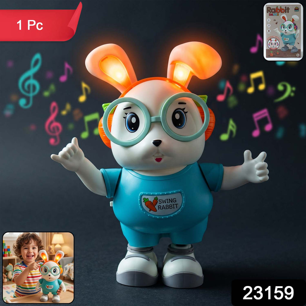 Rabbit toy with light-up ears and dancing features