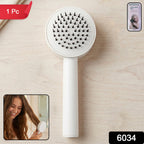 Features of the Self-Cleaning Hair Brush including detangling bristles and air cushion.
