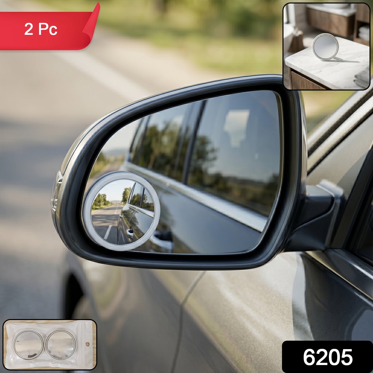 Stick-On Round Convex Blind Spot Mirror for car