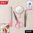 Nail grooming tool set including tweezers and mirror