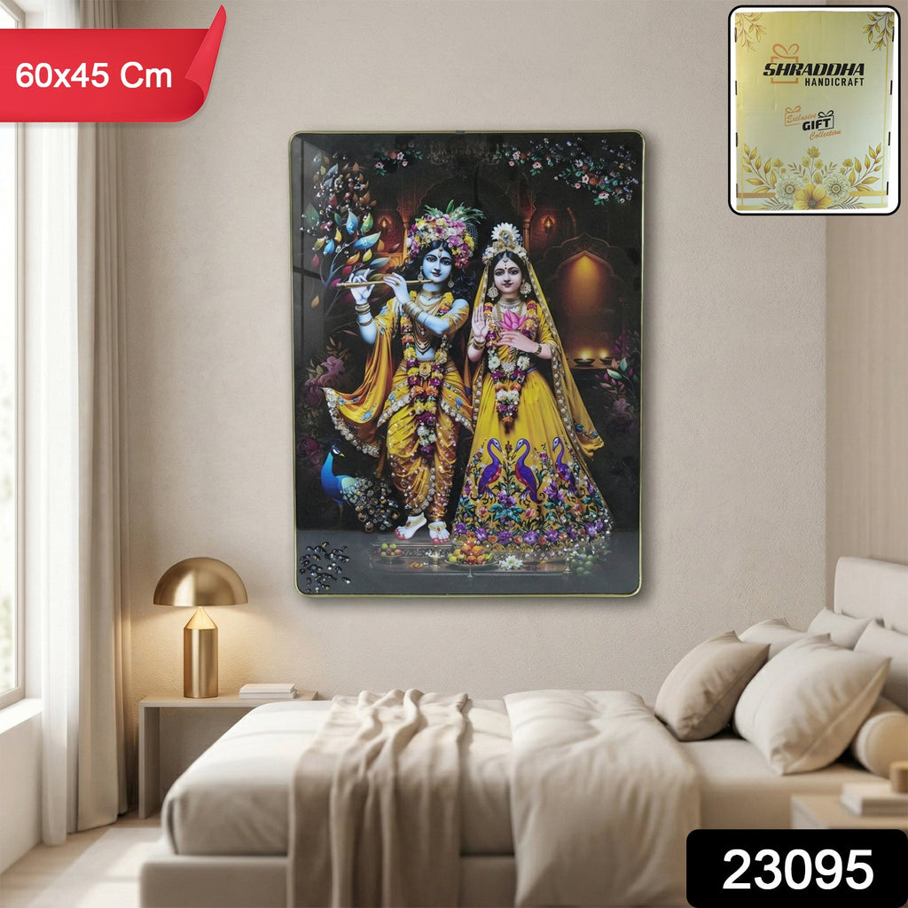 Elegant Radha Krishna decorative wall art for devotional spaces