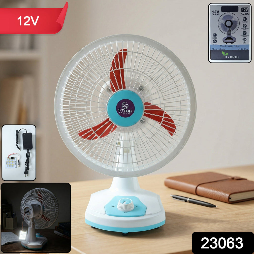Compact rechargeable table fan suitable for travel and indoor use