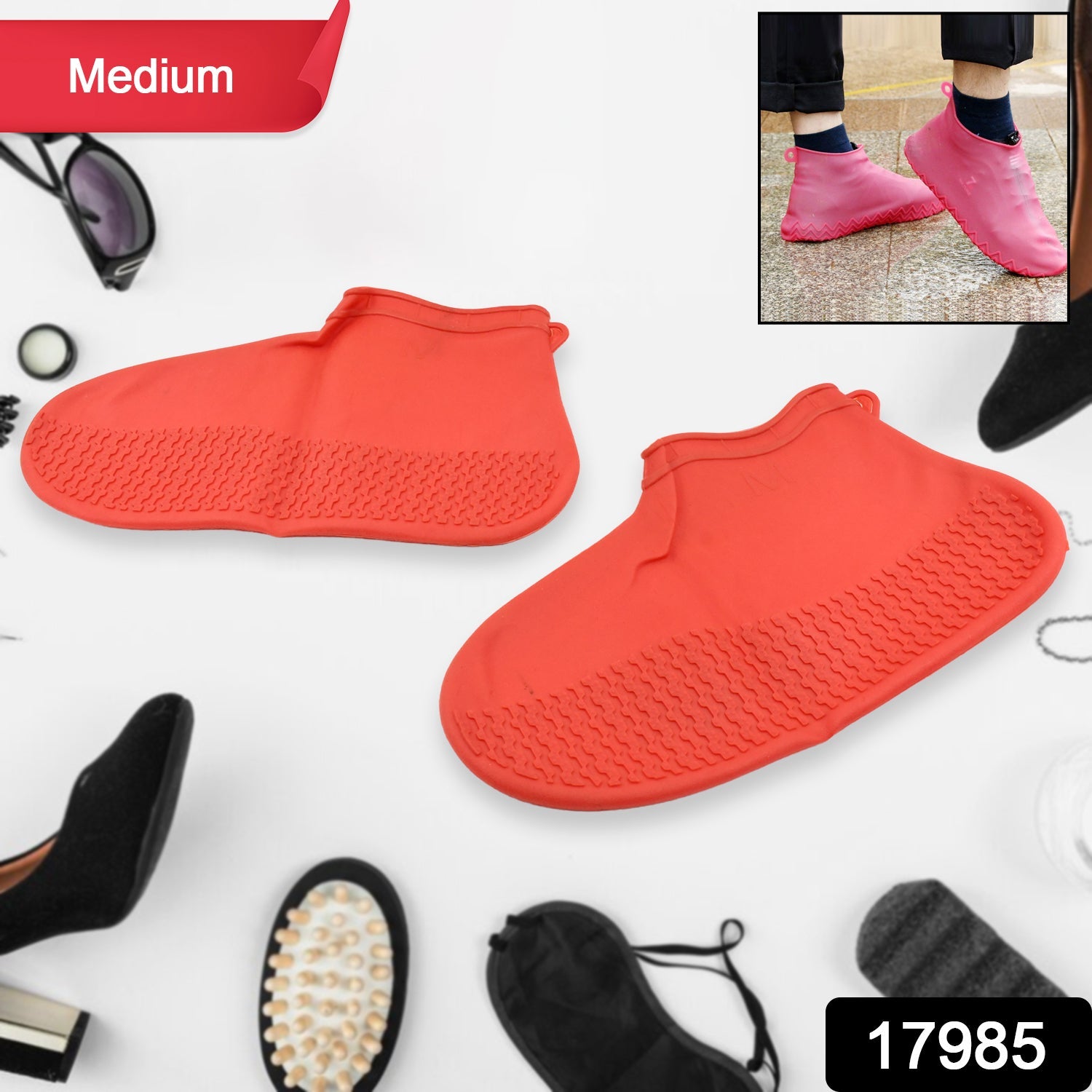 Rain shoe protector cover with anti-slip sole