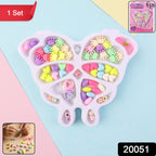 Kids bead making set featuring crown and heart shaped beads in butterfly organizer