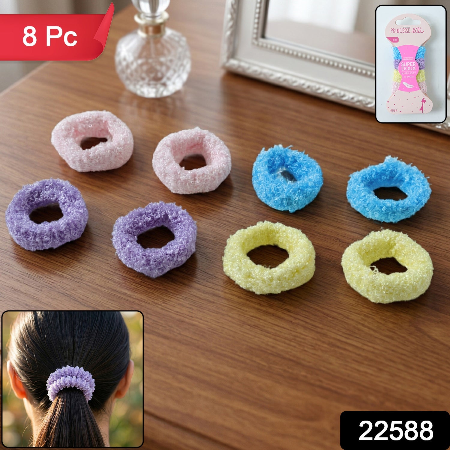Colorful elastic hair ties set for gentle hair hold