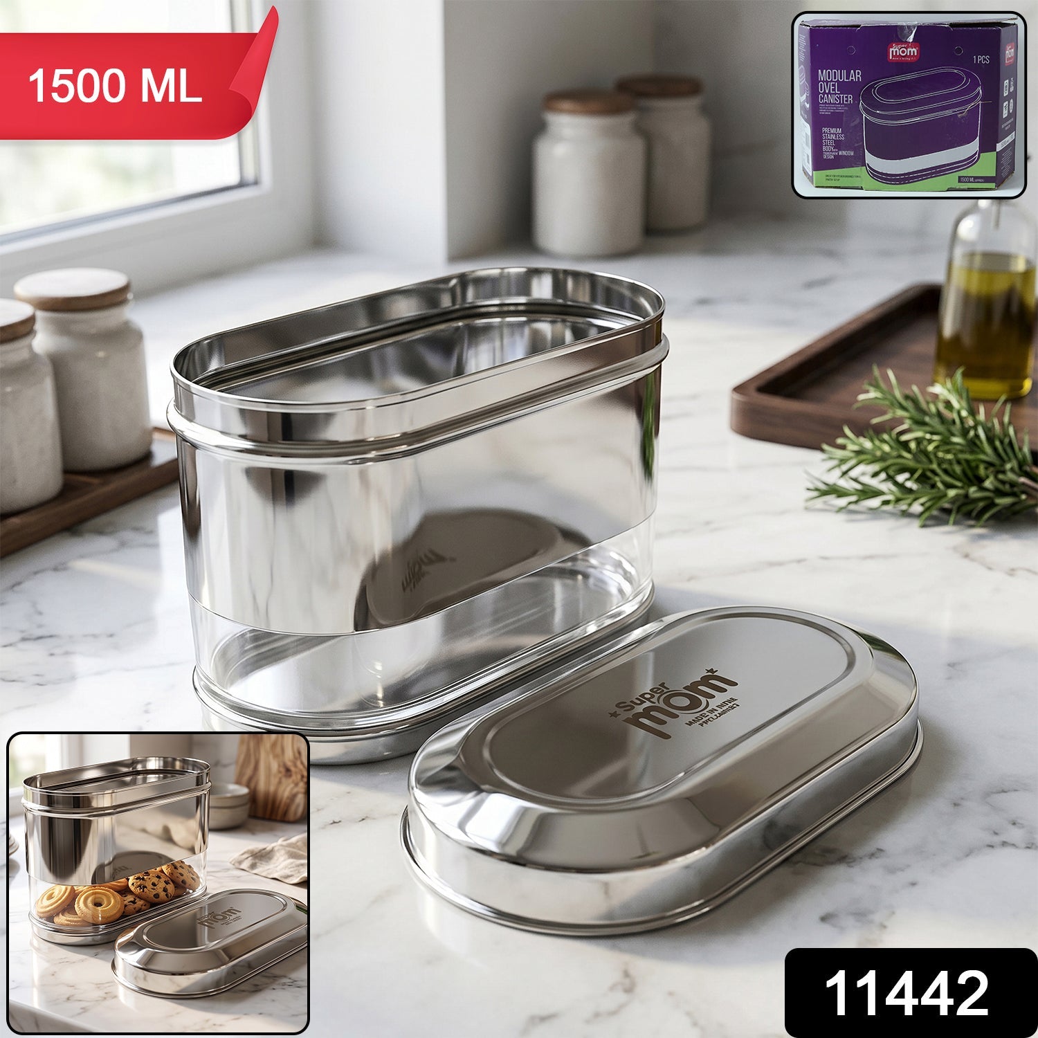 Kitchen storage container with see-through window from Supermom