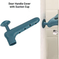 Silicone Door Handle Cover in a mix color, shown protecting a door from wall impact.