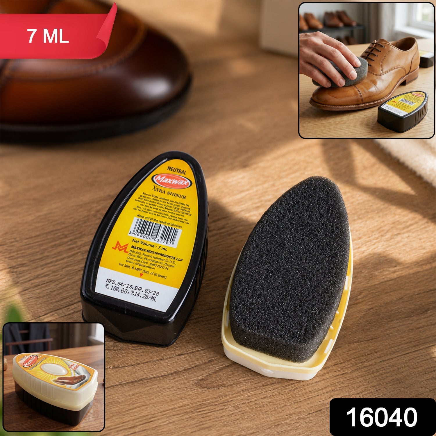 Maxwax shoe shine sponge for easy polish application
